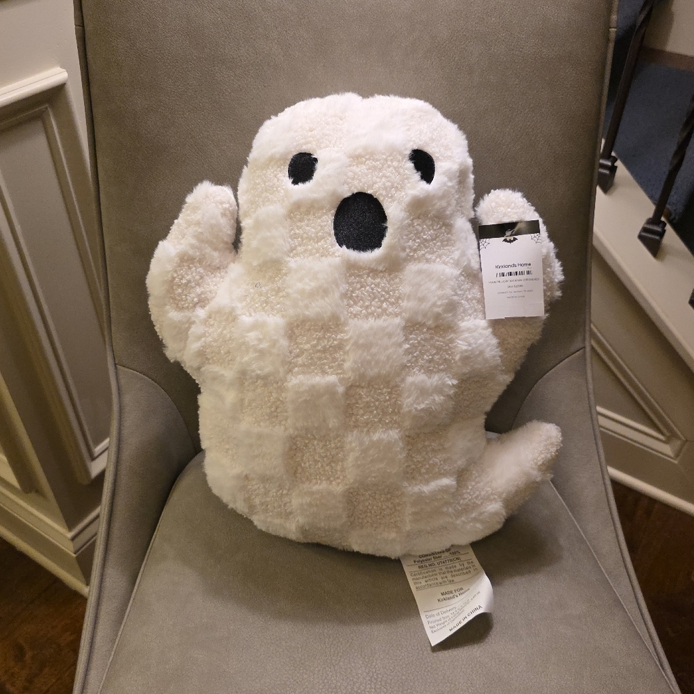Kirklands Ghost Pillow Checkered White Halloween 2025 Christmas Gift